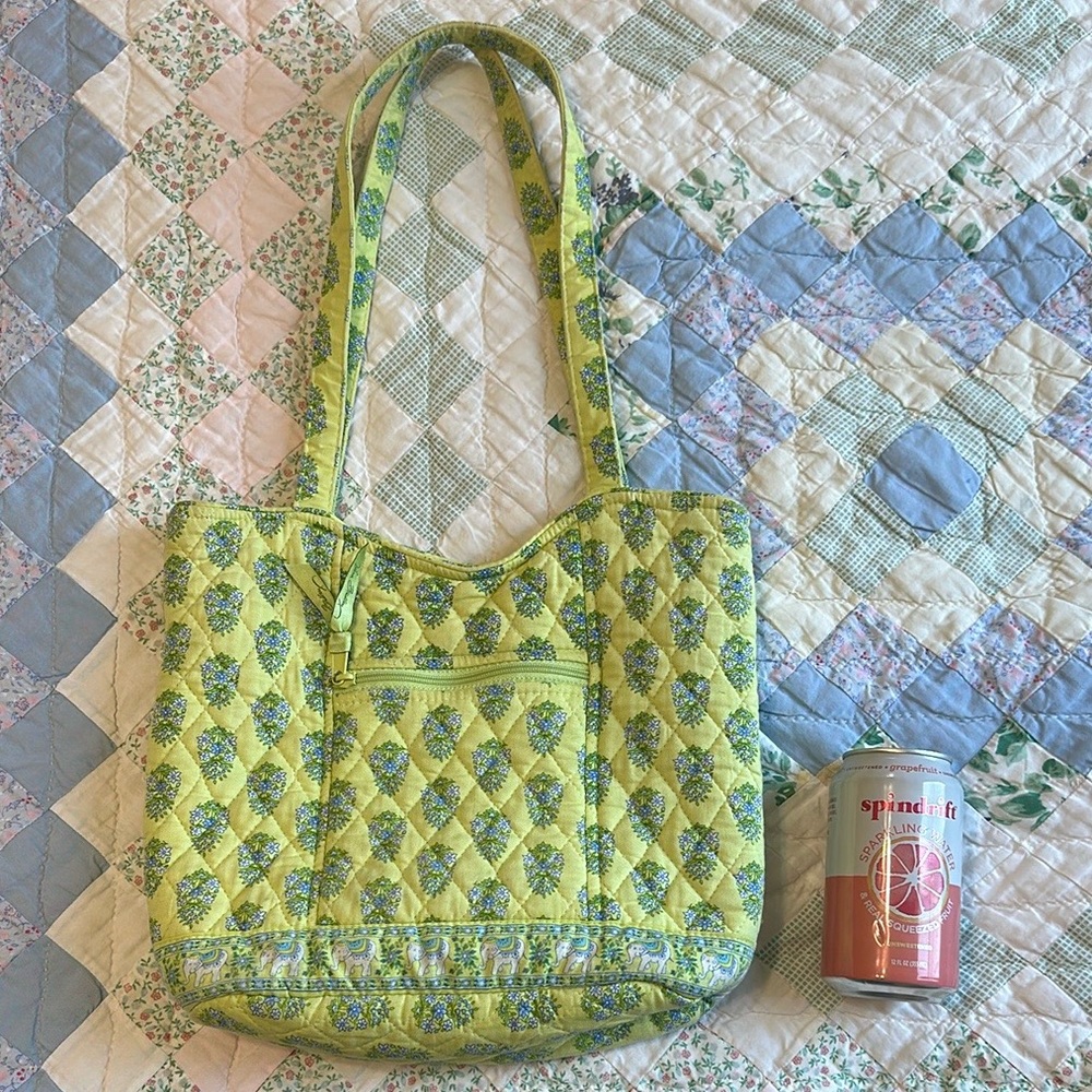 Vera Bradley Citrus Elephant Medium Snap Floral Fabric Quilted Tote Bag Purse